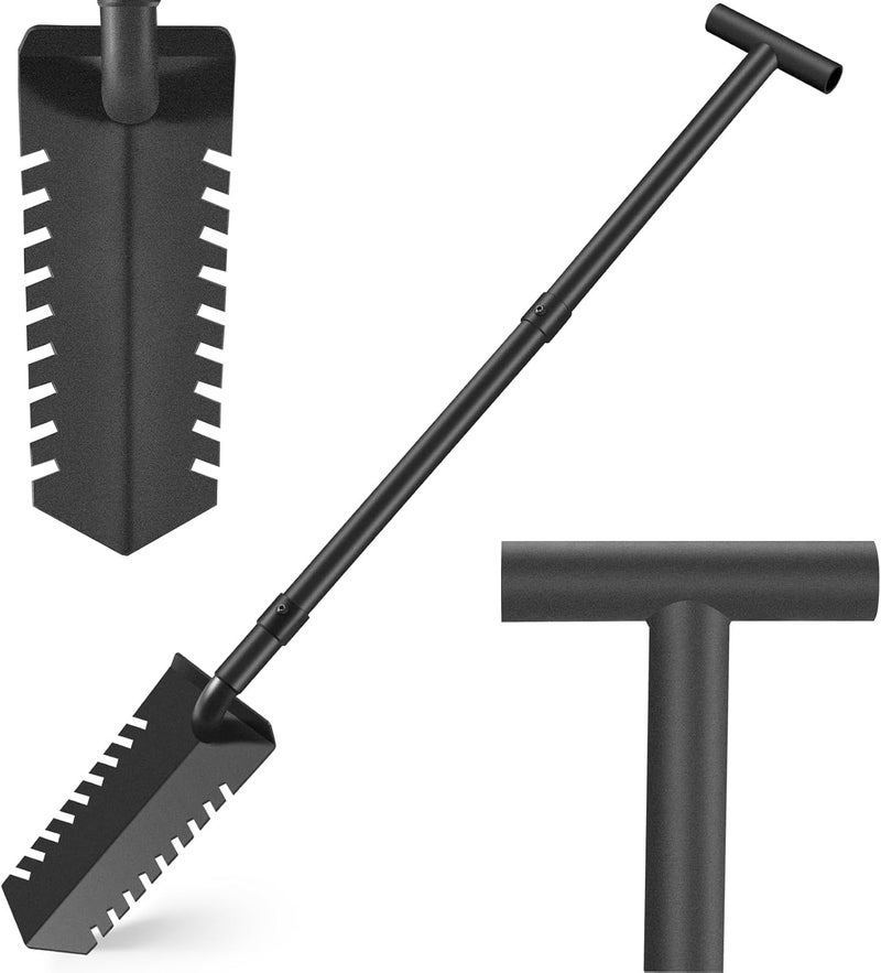 GADFISH 40" Metal Detecting Shovel Digging Tool, T-Handle Metal Detector Shovels, Root Slayer Shovel for Landscapers Lawn Gardeners Relic & Gold Prospecting - Image 1